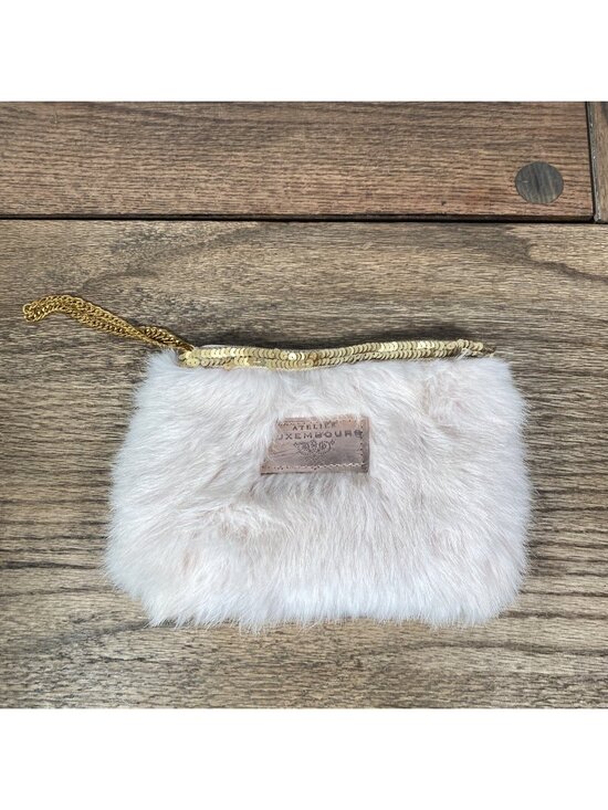 Atelier Savas Handbags - Atelier Luxembourg Fur Clutch with Sequined Opening Light Pink
